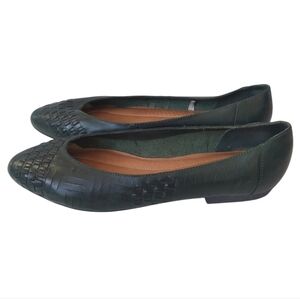 Vintage Revelations Genuine Leather Basketweave Ballet Flats 9 Green